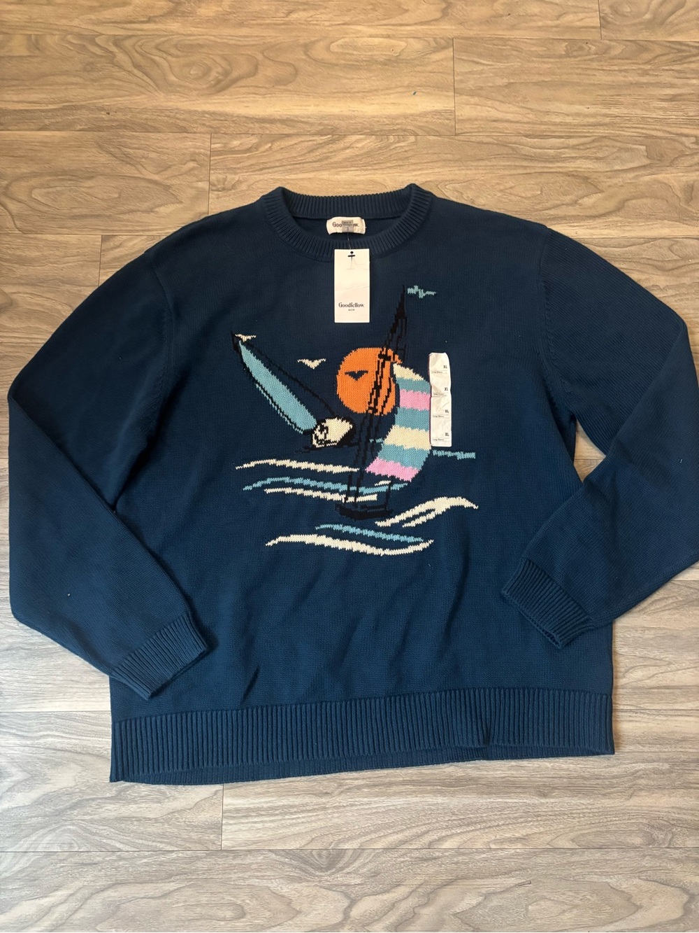 Goodfellow & Co Navy Crewneck Sweater with Sailboat Graphic